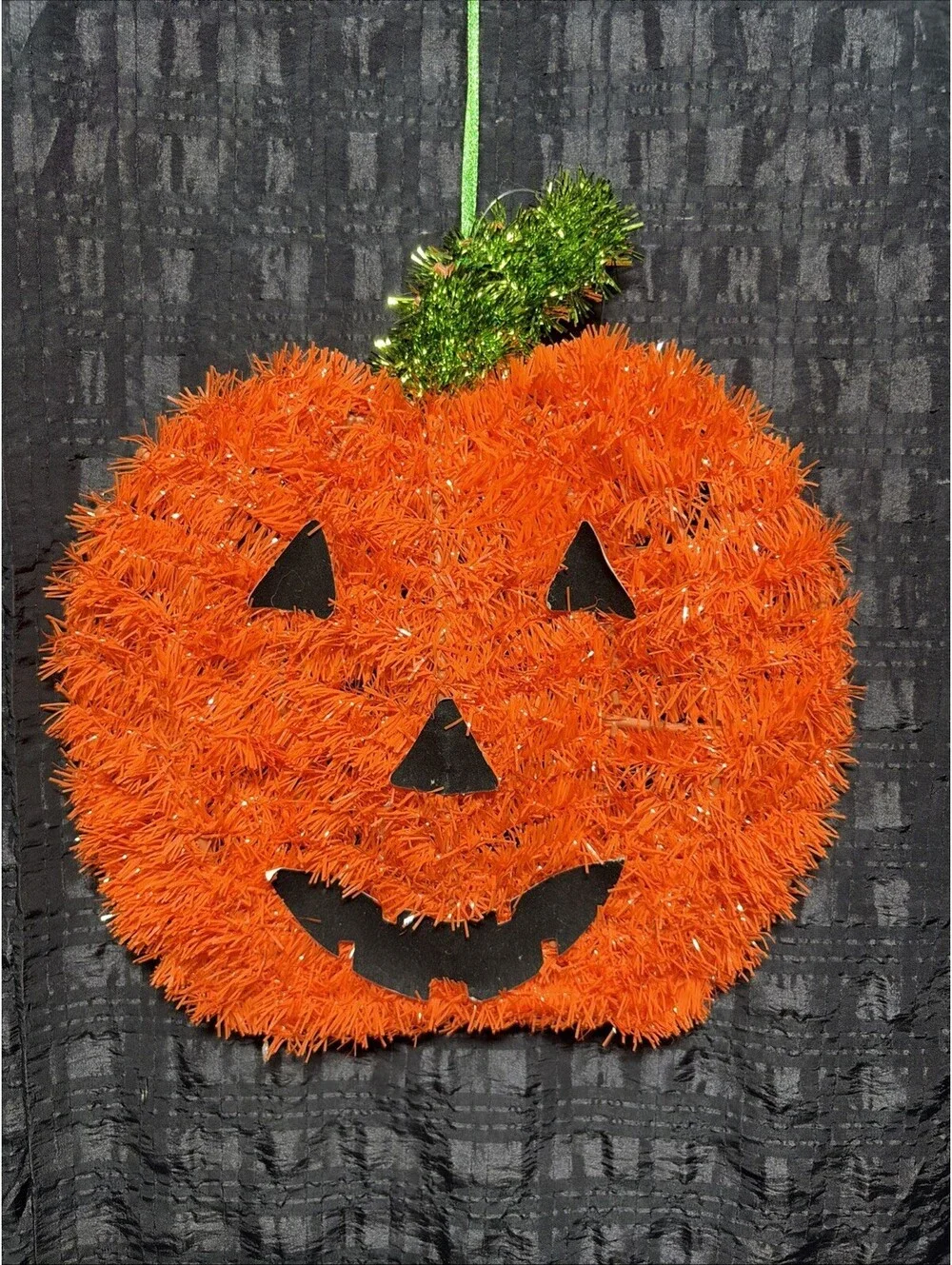 Orange Tinsel Halloween JACK O'LANTERN Home Decor Pumpkin Wall Door Decoration